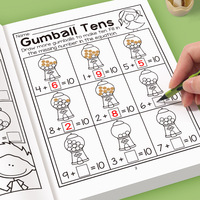 Pack de feuilles de travail d'addition et de soustraction pour la maternelle, livre d'activités mathématiques amusantes pour enfants, liens numériques, coloriage par réponse, entraînement mathématique