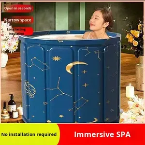 <strong>Foldable</strong> Eco-Friendly PVC Round <strong>Bath</strong> Bucket for Adults Home Use Full Body <strong>Bath</strong> No Installation Needed - Product Image 4