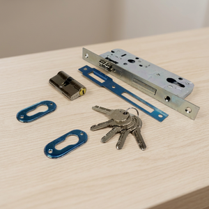Cerradura de Embutir de Alta Calidad y Resistencia con Cilindro y 5 Llaves |   Cerradura de Alta Seguridad de 75 mm para Puertas de Madera - Product Image 1