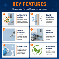 Porte de salle de bain Oukeman bleu clair pour bloc opératoire avec fenêtre dépolie et grille de ventilation inférieure pour chambre de patient