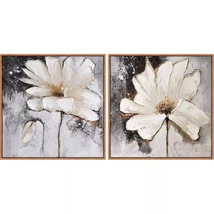 Peinture à l'huile peinte à la main, fleur de magnolia, art abstrait, cadre en métal, effet 3D, décoration murale pour salon - Product Image 5