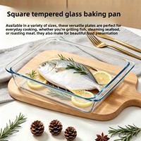 Plat de cuisson rectangulaire en verre trempé antiadhésif résistant aux hautes températures pour four, idéal pour la cuisson vapeur du poisson et des gâteaux – Collection Harmonious Home