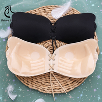 Sujetador invisible sexy con forma de mango para mujer, 1/2 copa, realzador de senos con alas, sujetador adhesivo biológico reutilizable y transpirable, tallas A-C
