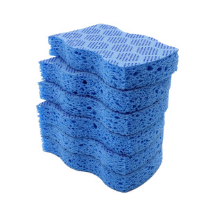 Paño de Limpieza de Cocina Rectangular Azul, Esponja de Pulpa de Madera y Algodón para Lavar Platos - Product Image 3
