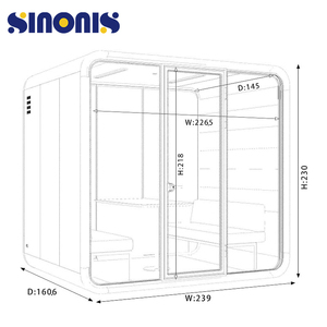 Cabina de Oficina Modular Insonorizada Sinonis, Diseño Minimalista Rectangular Independiente para Colaboración en Equipo y Videoconferencias - Product Image 2