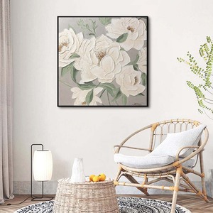 Cuadro Moderno <span class=keywords><strong>de</strong></span> Flores Blancas Pintado a Mano al Óleo sobre Lienzo, Tamaño Personalizable, Decoración para Sala <span class=keywords><strong>de</strong></span> Estar y Hogar, Pinturas <span class=keywords><strong>de</strong></span> Flores, Regalos - Product Image 3