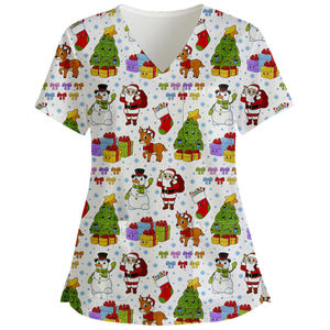 कस्टम मुद्रित यूनिसेक्स स्क्रब शीर्ष अस्पताल मुद्रित नर्सिंग स्क्रब शीर्ष काम स्क्रब नर्सिंग डॉक्टर पोशाक - Product Image 5