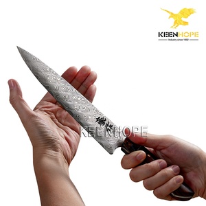 KEENHOPE Couteau de cuisine en acier damas VG10 à 89 couches Nakiri de 8 pouces en laiton japonais incrusté de pierre laineuse USA Desert Ironwood - Product Image 5