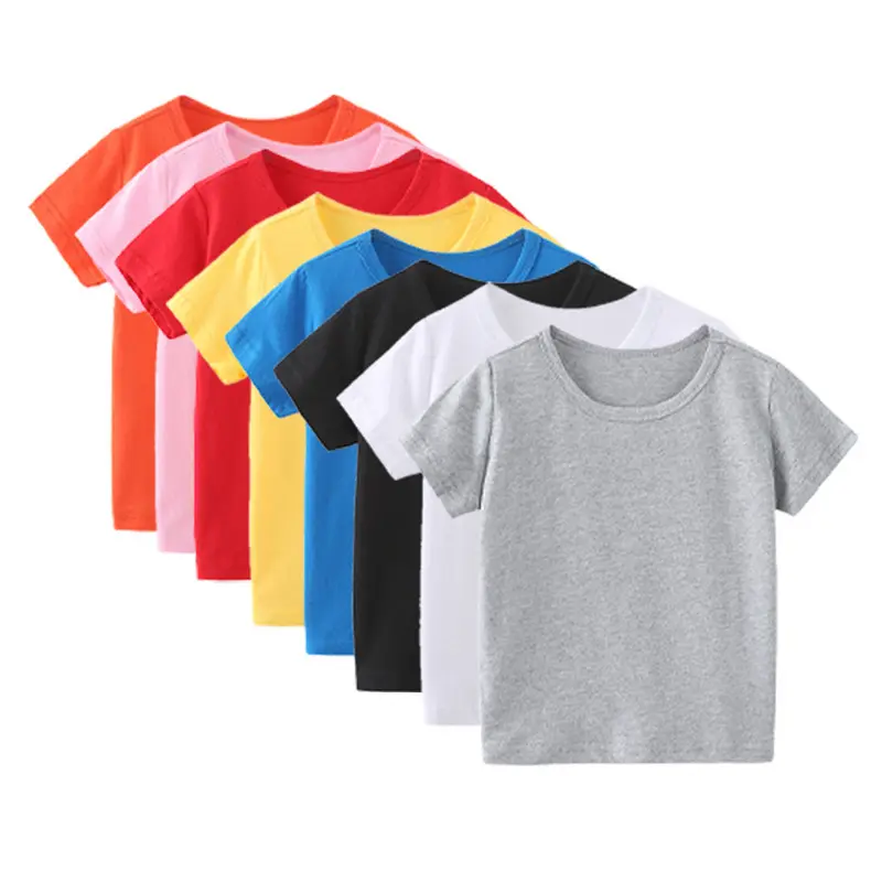 TS163 enfants plaine t-shirt hauts pour enfant garçons filles bébé enfant en bas âge couleur unie coton vêtements blanc noir enfants plaine t-shirt