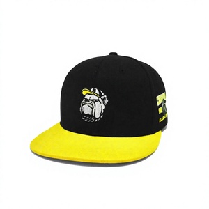 Wholesale Two Tone Embroidered Character Logo Snapback Cap Cotton Structured 5 Panel Flat Bill <b>Hat</b> Adjustable Hip Hop Gorras - Product Image 1