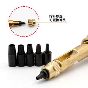 <b>Leather</b> Punch <b>Tool</b> With Wooden Handle And Interchangeable Tips For Belt Making And Diy Projects - Product Image 4