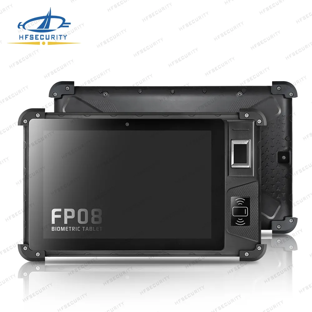 FP08 Huifan Tech HFSecurity 8 "4G GPS IP65 sağlam endüstriyel Android Tablet PC ile parmak izi okuyucu