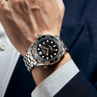 GUANQIN GJ16257 Montre-Bracelet Mécanique Squelette Automatique de Luxe pour Hommes, Étanche avec Bracelet en Acier Inoxydable et Luminescence Puissante