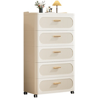 Meuble de rangement à tiroirs en plastique épaissi, style européen, grande capacité, pour salon et maison, avec roulettes, pour l'exportation