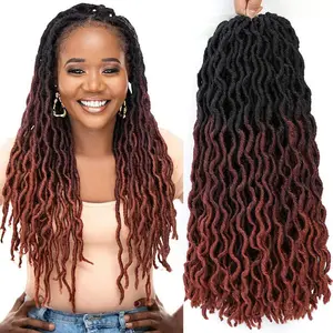 Stock Ombre Pre-looped Synthetic Braided Gypsy Locs Goddess Locs Braids Crochet Bohemian Hair With Curly