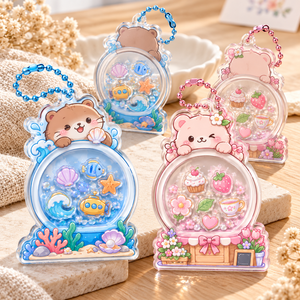 Porte-clés personnalisé en acrylique transparent avec animaux de dessin animé et breloques mobiles pour sacs et cadeaux promotionnels OEM ODM - Product Image 1