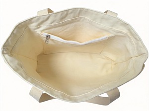 Sac fourre-tout en toile personnalisé avec logo en lettres, en coton recyclé, imprimé, avec poche intérieure zippée, pour cadeau - Product Image 2