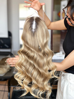 Mini perruque SHY en cheveux humains vierges, effet cuir chevelu naturel, vente en gros