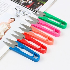 Cross Stitch Scissors Plastic Handle Stainless Steel U Shape For Tailoring And Yarn Trimming <b>Random</b> Color - Product Image 1