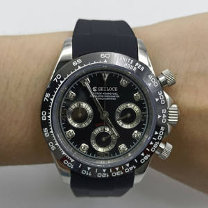 Montre-bracelet à quartz SEILOCE en acier inoxydable 39 mm avec aiguilles lumineuses, mouvement Vk63, chronographe, personnalisable avec votre propre logo pour homme - Product Image 4