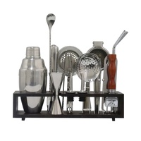 Ensemble de shaker à cocktails américain réutilisable, écologique, en acier inoxydable, style ancien, carré, 20 pièces, avec support de rangement, shaker, tasse, bar