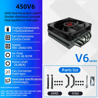 Pendingin CPU 150W, termasuk pasta termal LGA 1700/2011/1151/1156 AM4/AM5 pipa panas tembaga ARGB