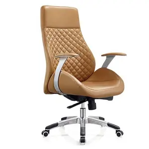首席执行官棕色彩色电脑办公椅真皮办公椅铝制热卖轻型豪华现代转椅3年凯兹达