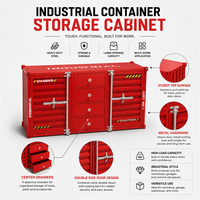 Armoire industrielle de style conteneur OEM ODM avec 4 tiroirs centraux et deux compartiments de rangement latéraux pour projets de bars, cafés et magasins