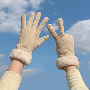 <span class=keywords><strong>Gants</strong></span> en velours double épaisseur en peluche pour femmes avec écran tactile <span class=keywords><strong>Gants</strong></span> d'hiver chauds pour femmes en <span class=keywords><strong>daim</strong></span> <span class=keywords><strong>Gants</strong></span> - Product Image 6