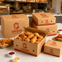 Boîte à poulet en kraft, base résistante aux fuites, carton SBS rigide, boîtes pour service de plats à emporter, étiquette privée, fourniture pour repas familiaux