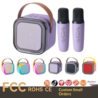 K12 pour haut-parleur, mini microphone de karaoké portable sans fil, éclairage LED RVB tout-en-un, 2 microphones, karaoké à domicile