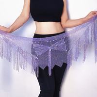 Écharpe de hanche délicate et brillante en maille de strass avec franges pour la danse du ventre