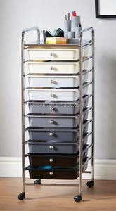 รถเข็นเก็บของ 10 ชั้น แบบมีล้อ วัสดุพลาสติกและเหล็ก สำหรับโรงงาน/สำนักงาน/ร้านเสริมสวย รับผลิตตามแบบ (OEM) - Product Image 3