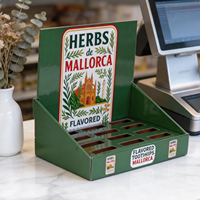 Présentoir de comptoir pliable moderne en carton ondulé personnalisé avec plateau PDQ et panneau arrière pour la merchandising de produits en magasin de détail