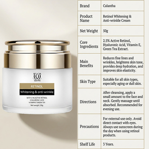 Crème éclaircissante anti-rides Calantha au rétinol 2,5% rétinol actif, éclaircit la peau, lisse <span class=keywords><strong>les</strong></span> rides, hydratation intense, crème à la vitamine HA - Product Image 5