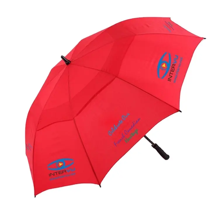 Cao Cấp Quà Tặng Logo UV Bảo Vệ Vàng Lớp Phủ Quảng Cáo Khuyến Mại Ô Windproof Tùy Chỉnh Golf Ô