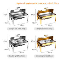 Plat Chafing Luxe en Acier Inoxydable 9 L, Chaufferette de Buffet à Couvercle Roulant pour Restaurant, Traiteur et Équipement de Réchauds de Buffet
