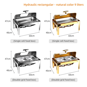 Juego de Calentadores de Comida Tipo Buffet de Acero Inoxidable de Lujo de 9L con Tapa Enrollable para Restaurantes, Servicios de Catering y Equipamiento para Buffet - Product Image 2