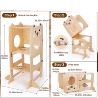 Torre de aprendizaje plegable de madera hecha a mano 2026 para niños pequeños, juego de mesa y silla, taburete de actividades sólido para sala de juegos para niños sentados