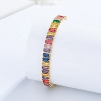 Coloré Petit Carré Patchwork Minimaliste Variété Bracelet Femme Chine Réglable Cristal Bracelets