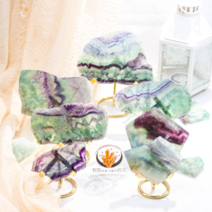 סיטונאי גבישים טבעי קשת פרוסת אבן פלואוריט מגולף קריסטל קישוט מלאכה לריפוי ושימוש מתנה - Product Image 1