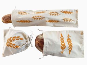 Sacs à pain en lin pour pain artisanal-Stockage des aliments réutilisables-Baguette, sandwich et pain de boule - Product Image 3