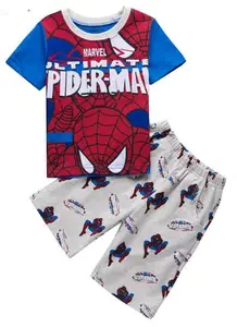 Sommer Kurzarm Spider-Man Kids Set Kinder pyjamas Cotton Tops T-Shirt Set für Jungen