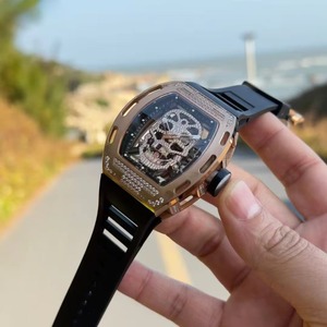 Exquisite Rose Gold Diamond-encrusted Openwork Tourbillon Men's <b>Automatic</b> Mechanical Power Reserve Business Watch - Product Image 4