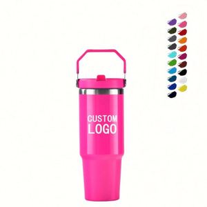 Vaso Personalizado de 30 oz, Taza de Café de Acero Inoxidable de Doble Pared con Aislamiento al Vacío, Tazas de Viaje para Auto de 30 oz con Asa y Tapa - Product Image 1