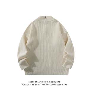 ผู้ผลิตเสื้อสเวตเตอร์โลโก้แบบกำหนดเอง OEM เสื้อพูลโอเวอร์ลำลอง เสื้อถักไหมพรมคอวีสำหรับฤดูหนาว เสื้อจั๊มเปอร์ผ้าฝ้ายถัก เสื้อสเวตเตอร์แบบกำหนดเอง บริการดรอปชิปปิ้ง - Product Image 5