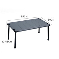 Table de camping portable en aluminium à 3 unités, réglable en hauteur, grand plateau, pieds pliants, poste de travail de cuisine extérieur