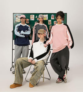 Sudadera con Capucha de Invierno, Estampada, con Logotipo Personalizado Bordado, de Algodón Grueso, Estilo Color Block, Talla Grande - Product Image 4