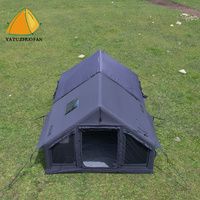 Grande tente familiale gonflable quatre saisons en toile de coton, abri cabane à deux pièces pour le camping en plein air