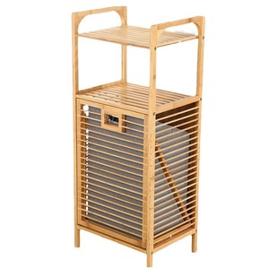 Panier à linge Addreen en bambou naturel écologique, grande capacité, avec poignées et quatre pieds - Product Image 1